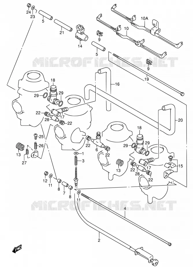 CARBURETOR AANSLUITINGEN (MODELE P/R) Suzuki MOTO 600 RF 1993  RF600RP/RF600RUP
