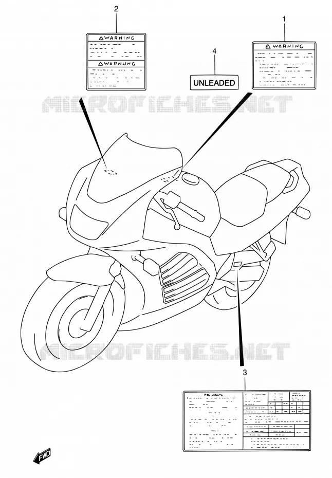 ETIKET (MODELE P/R/S) Suzuki MOTO 600 RF 1993  RF600RP/RF600RUP