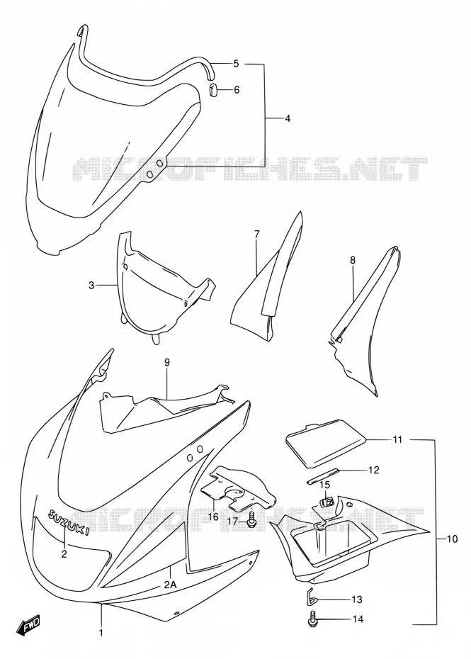 KUIP - ETIKETTEN (MODELE P/R/S/T) Suzuki MOTO 600 RF 1993  RF600RP/RF600RUP
