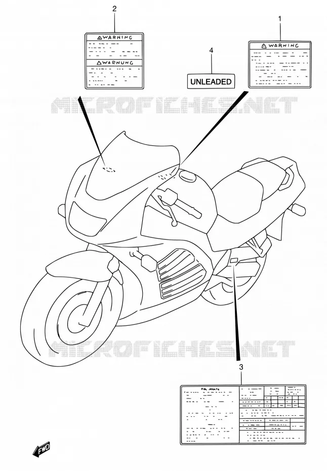 ETIKET (MODELE P/R/S) Suzuki MOTO 600 RF 1994  RF600RR/RF600RUR