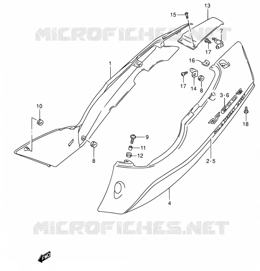 ACHTER KUIP  (MODELE P/R/S/T) Suzuki MOTO 600 RF 1995  RF600RS/RF600RUS