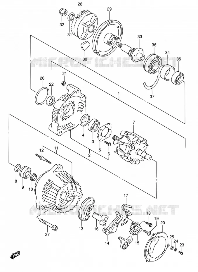ALTERNATOR (MODELE S/T/V) Suzuki MOTO 600 RF 1997  RF600R V/RF600RU V