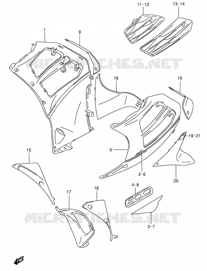 SIDE KUIP (MODELE V) Suzuki MOTO 600 RF 1997  RF600R V/RF600RU V