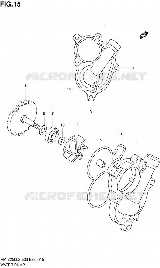 WATERPOMP Suzuki MOTO 250 RM-Z 2012  RM-Z250 L2 (E03,E28,E33)
