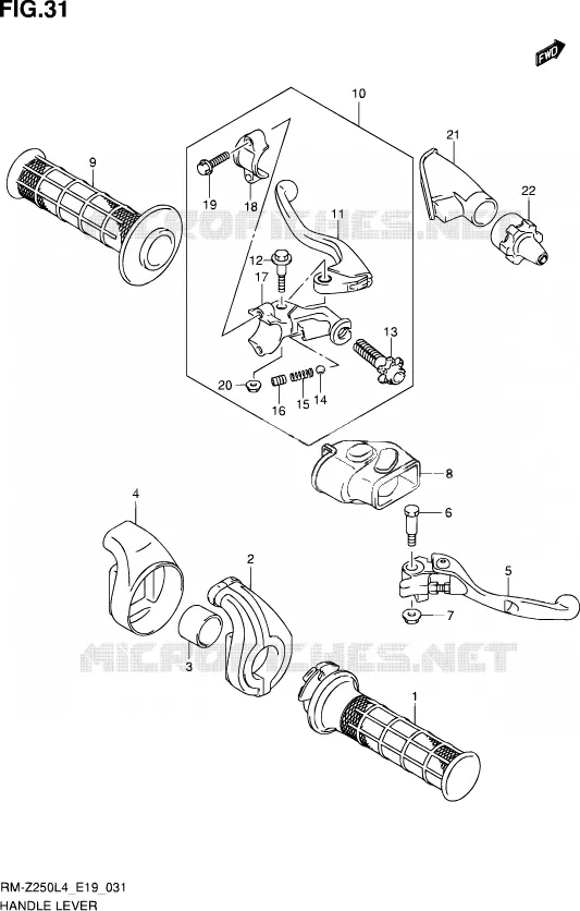 HANDGRIPS - LEVERS Suzuki MOTO 250 RM-Z 2014  RM-Z250 L4 (E19)