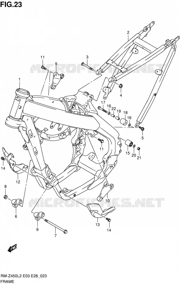 FRAME Suzuki MOTO 450 RM-Z 2012  RM-Z450 L2 (E03,E28,E33)