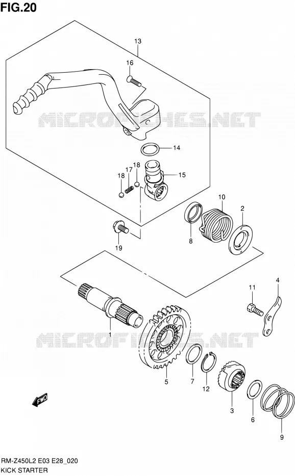 KICKSTARTER Suzuki MOTO 450 RM-Z 2012  RM-Z450 L2 (E03,E28,E33)