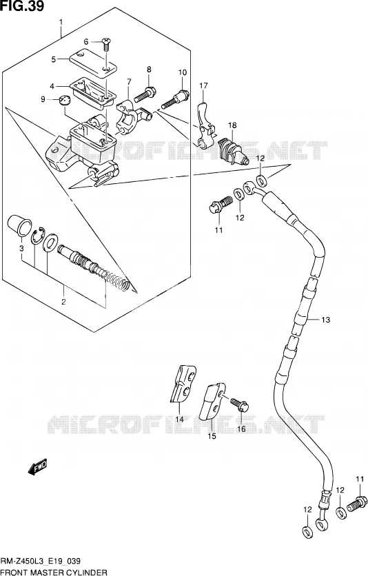 FRONT HOOFDREMCILINDER Suzuki MOTO 450 RM-Z 2012  RM-Z450 L3 (E19)