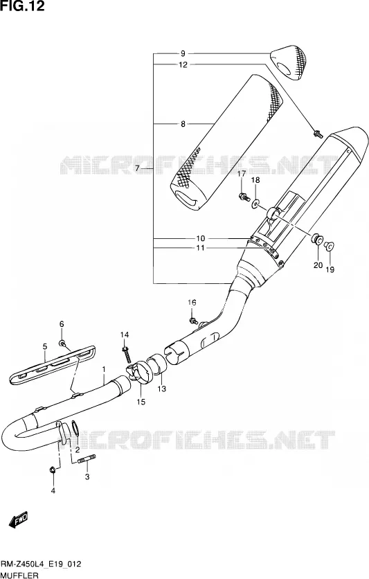 GELUIDDEMPER Suzuki MOTO 450 RM-Z 2015  RM-Z450 L4 (E19)