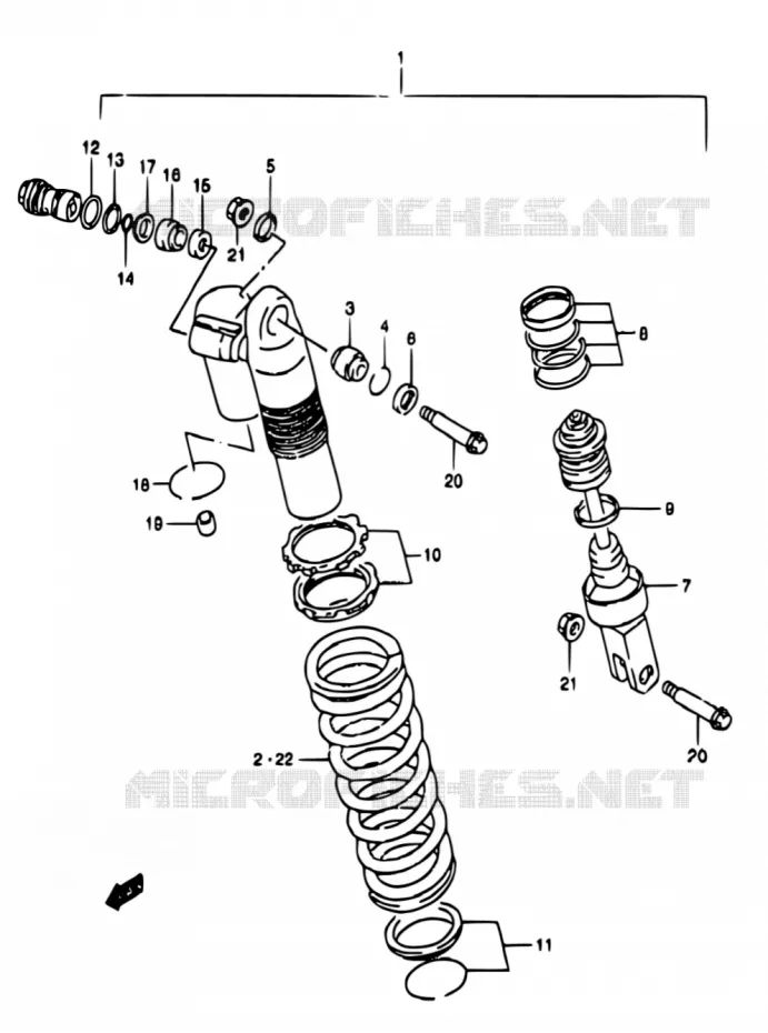 SCHOKDEMPER (MODELE Y) Suzuki MOTO 250 RM 2000  RM250 Y (E02,E04,E24)