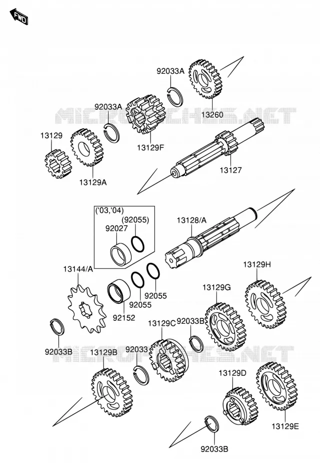 TRANSMISSION Suzuki MOTO 65 RM 2003  RM65K3(E03)