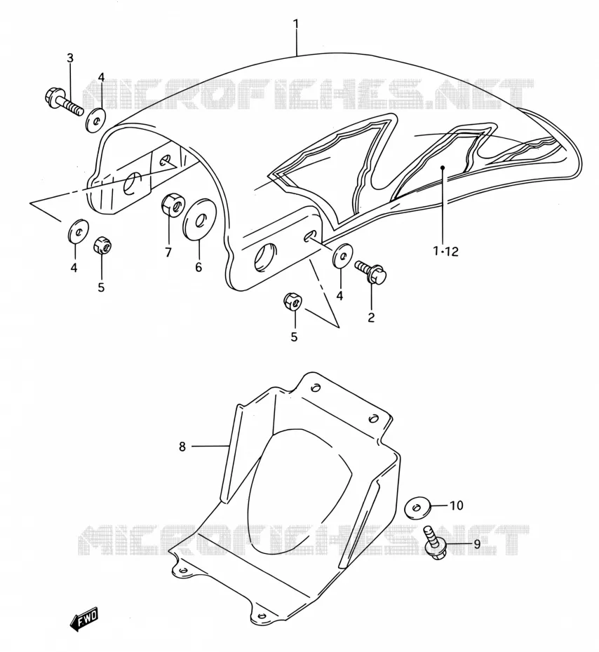 ACHTERSPATBORD (MODELE N/P/R/S) Suzuki MOTO 80 RM 1995  RM80 S (E03,E28,E33)