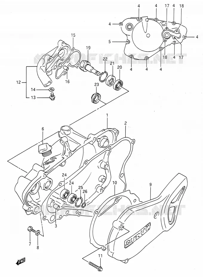 WATER POMPHUIS (MODELE K/L/M/N/P/R/S) Suzuki MOTO 80 RM 1995  RM80 S (E03,E28,E33)