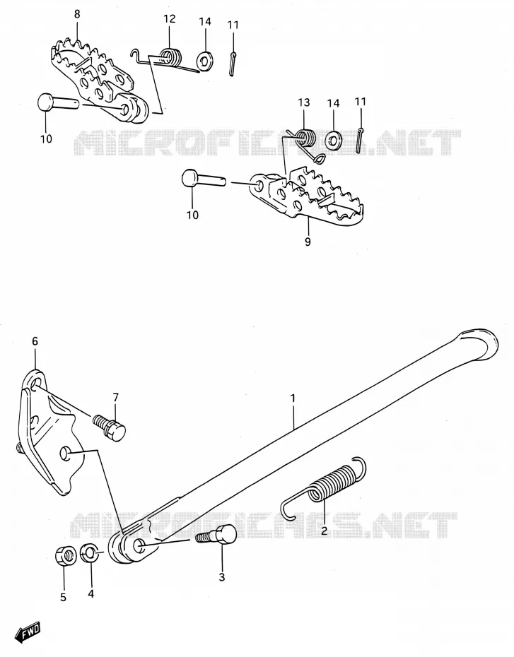 STAND - FOOTREST (MODELE K/L/M/N) Suzuki MOTO 250 RMX 1989  RMX250 K (E03,E28,E33)