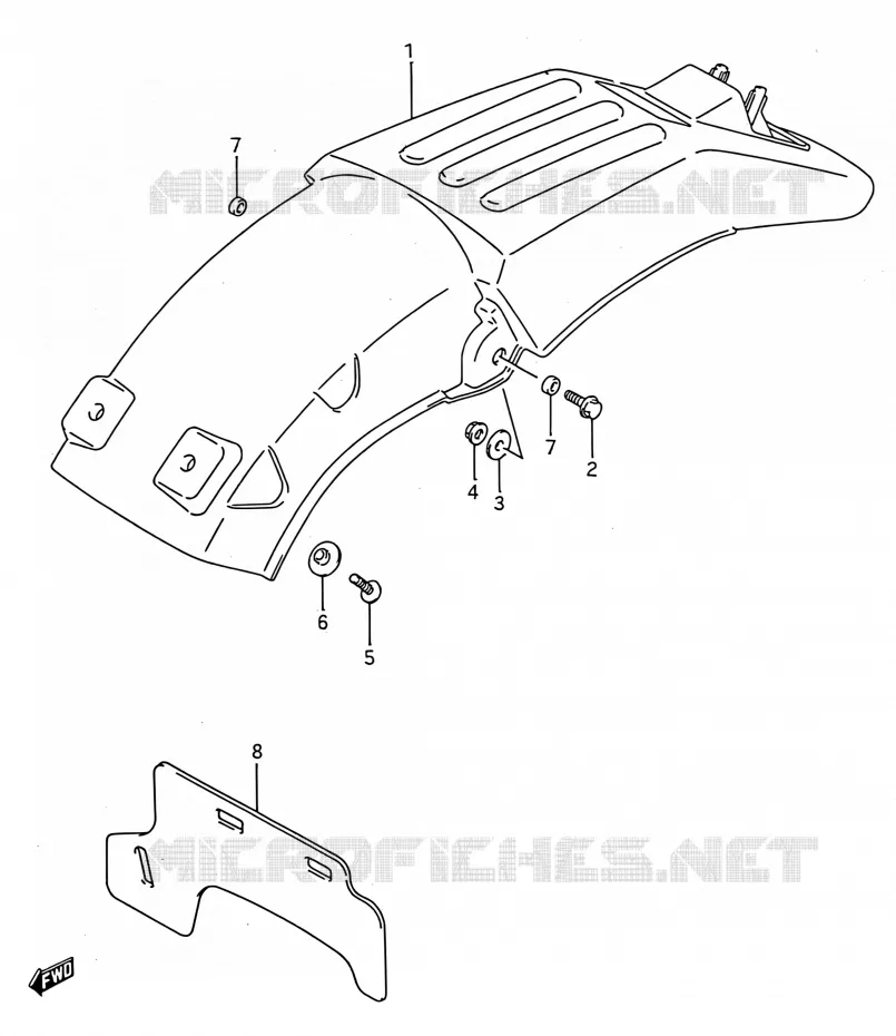 ACHTERSPATBORD Suzuki MOTO 250 RMX 1994  RMX250 R (E03,E28,E33)
