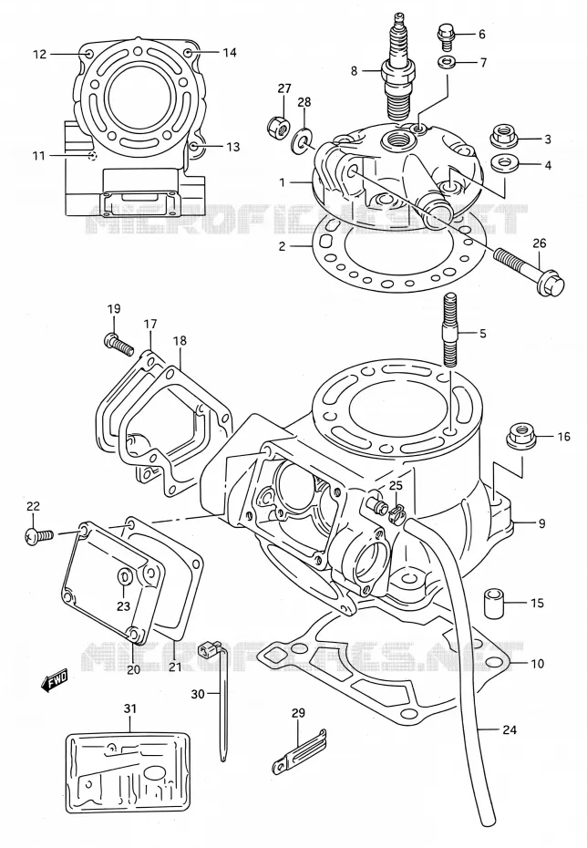 CILINDER Suzuki MOTO 250 RMX 1994  RMX250 R (E03,E28,E33)