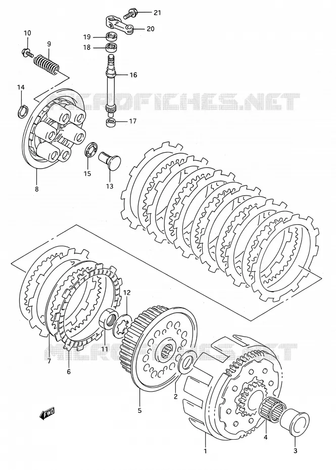 KOPPELING (MODELE R) Suzuki MOTO 250 RMX 1994  RMX250 R (E03,E28,E33)
