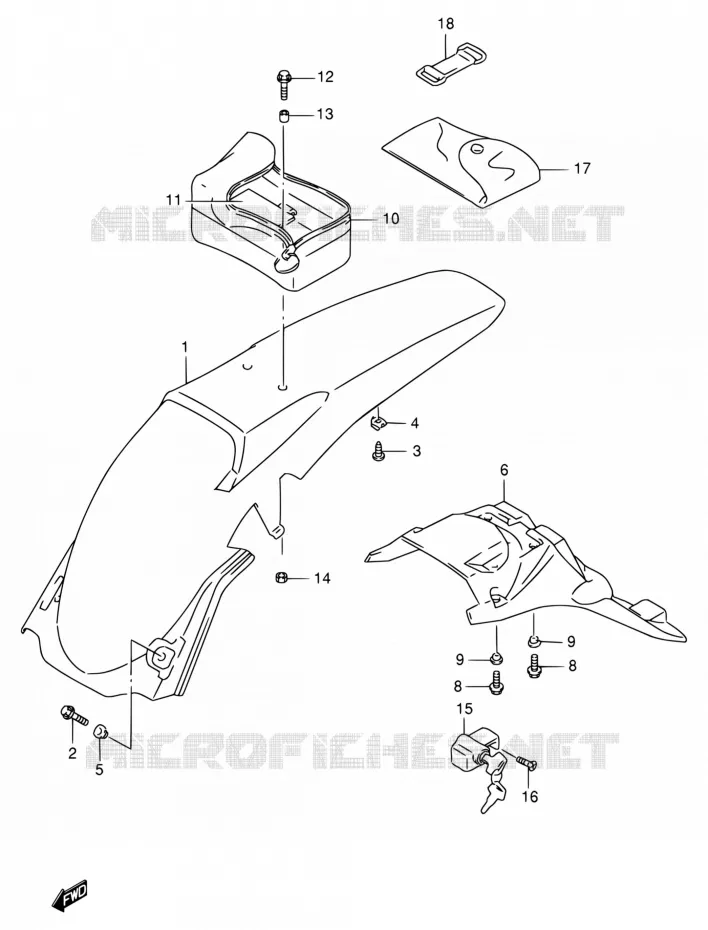ACHTERSPATBORD Suzuki MOTO 250 RMX 1998  RMX250W(E24)