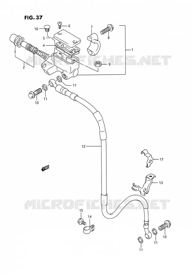 FRONT HOOFDREMCILINDER (MODELE K/L/M/N/P/R/S) Suzuki MOTO 250 RMX 1992  RMX250 N (E03)