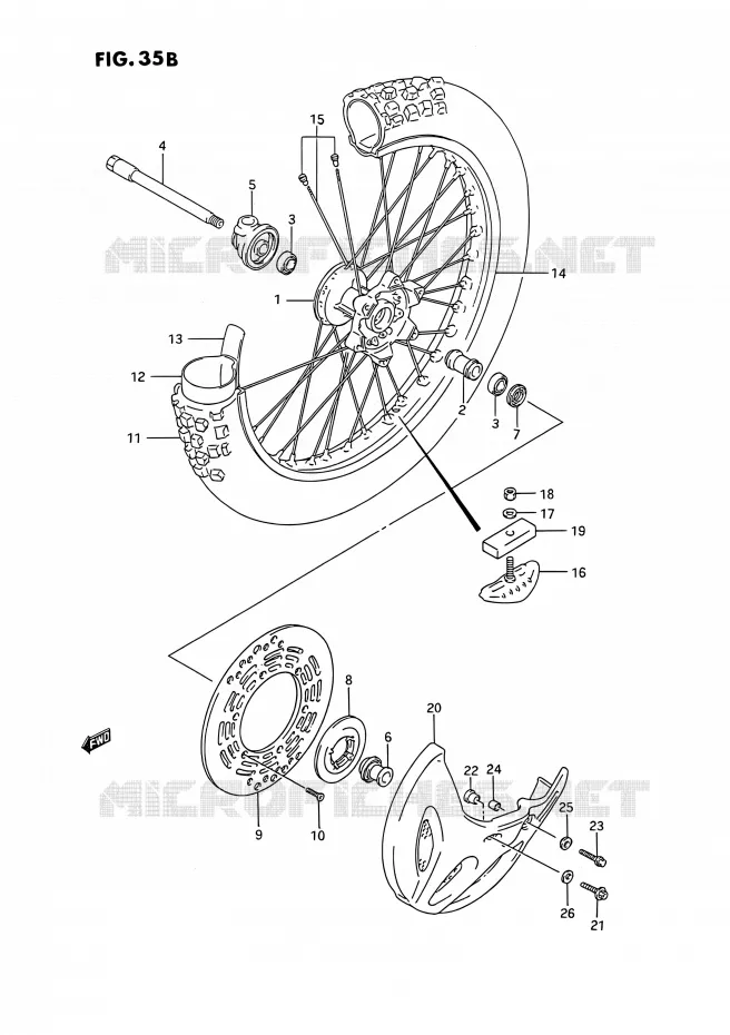 VOORWIEL (MODELE N/P/R/S) Suzuki MOTO 250 RMX 1993  RMX250 P (E03)