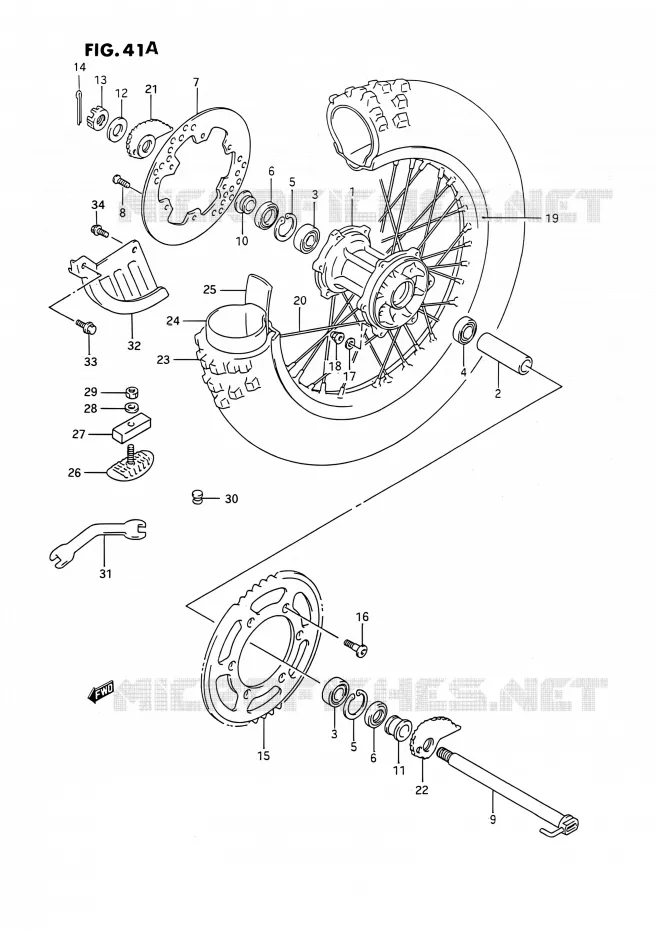 ACHTERWIEL (MODELE N/P/R/S/T) Suzuki MOTO 250 RMX 1994  RMX250 R (E03)