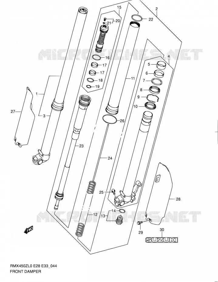 FRONT SCHOKDEMPER Suzuki MOTO 450 RMX 2010  RMX450Z L0 (E03,E28,E33)