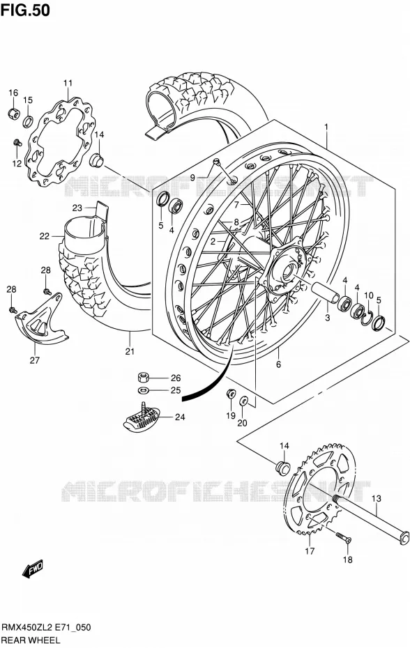 ACHTERWIEL Suzuki MOTO 450 RMX 2012  RMX450ZL2(E71)
