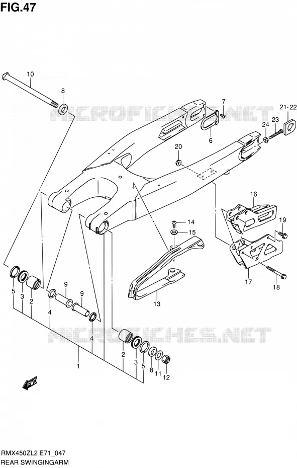 SWINGARM Suzuki MOTO 450 RMX 2012  RMX450ZL2(E71)