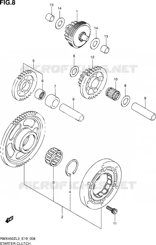 STARTMOTOR CLUTCH Suzuki MOTO 450 RMX 2012  RMX450Z L3 (E19)