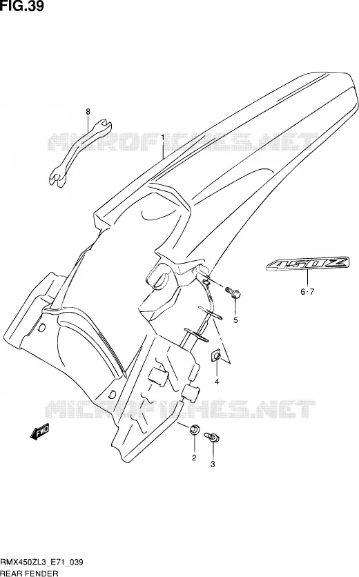 ACHTERSPATBORD Suzuki MOTO 450 RMX 2013  RMX450Z L3 (E71)