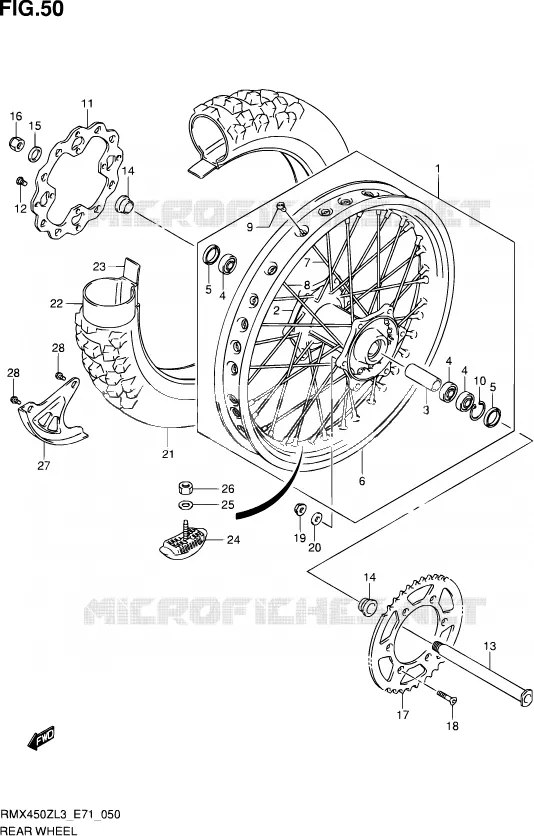 ACHTERWIEL Suzuki MOTO 450 RMX 2013  RMX450Z L3 (E71)