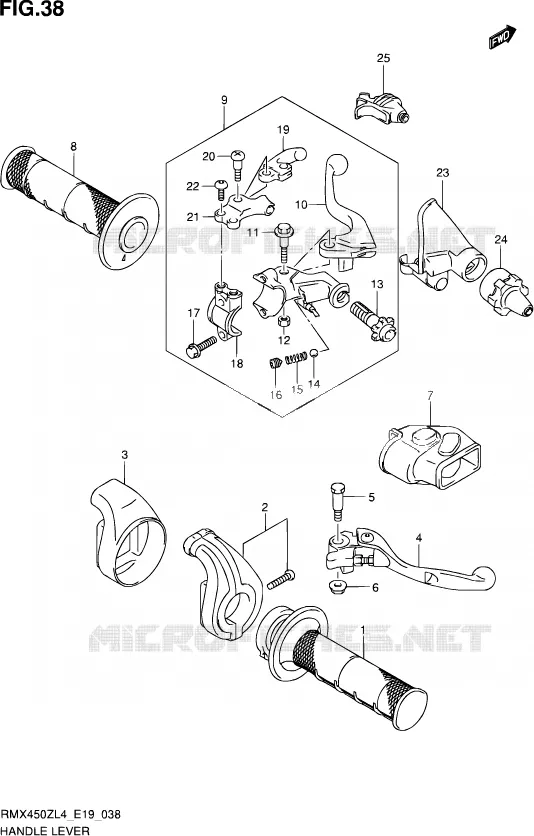 HANDGRIPS - LEVERS Suzuki MOTO 450 RMX 2014  RMX450Z L4 (E19)
