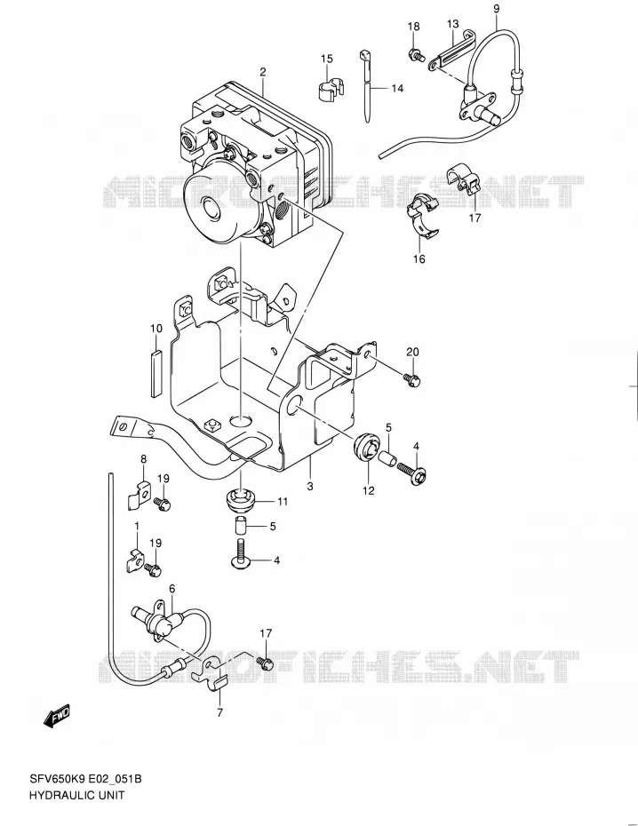 ABS (SFV650AK9/UAK9/AL0/UAL0) Suzuki MOTO 650 GLADIUS 2010  SFV650L0(E19)
