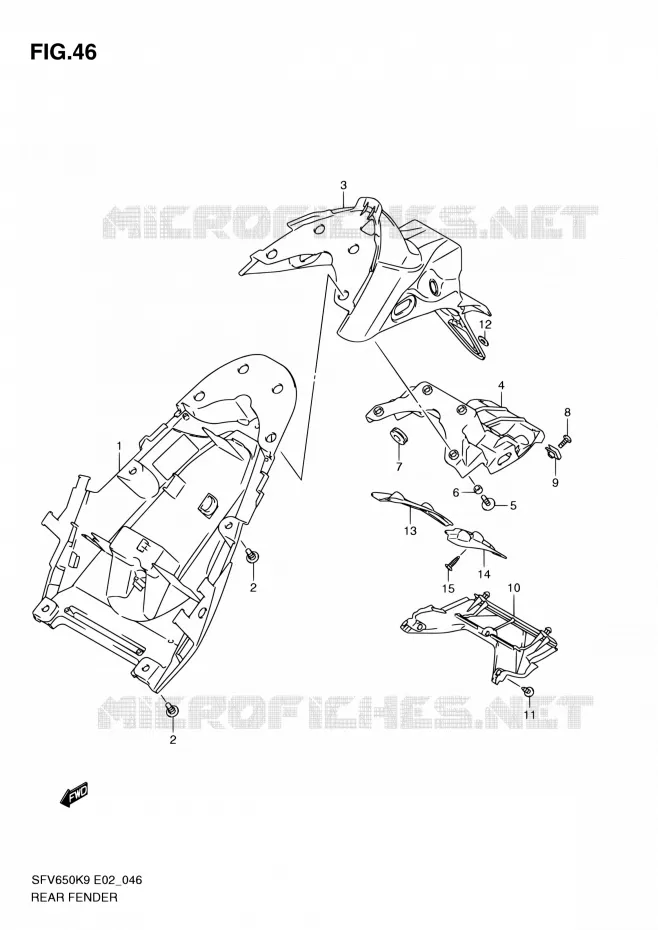 ACHTERSPATBORD Suzuki MOTO 650 GLADIUS 2010  SFV650L0(E19)
