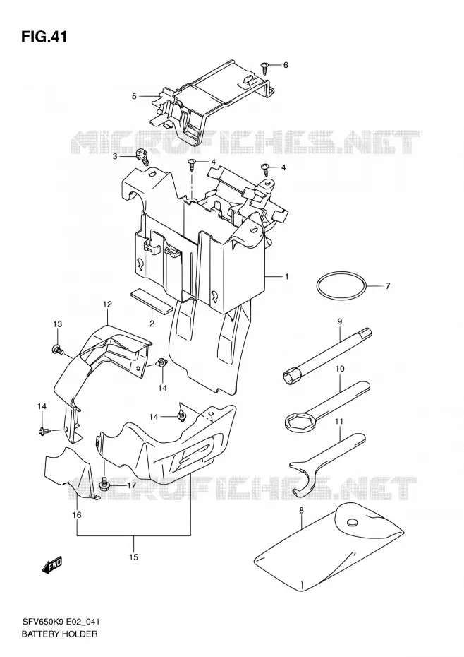 ACCU BOX - TOOLS Suzuki MOTO 650 GLADIUS 2010  SFV650L0(E24)
