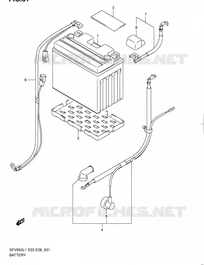 ACCU (SFV650L1 E33) Suzuki MOTO 650 GLADIUS 2011  SFV650 L1 (E03,E28,E33)