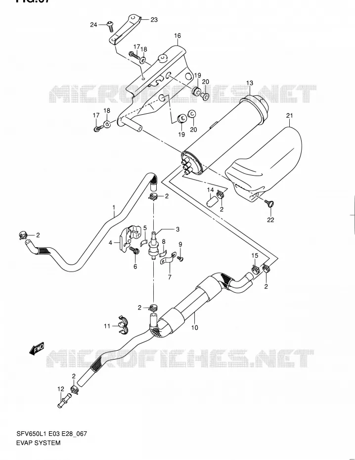 FUEL EVAP SYSTEM (SFV650AL1 E33) Suzuki MOTO 650 GLADIUS 2011  SFV650 L1 (E03,E28,E33)