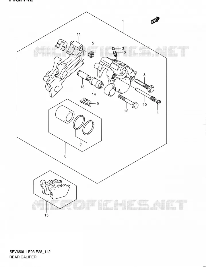 REAR CALIPER (SFV650AL1 E33) Suzuki MOTO 650 GLADIUS 2011  SFV650 L1 (E03,E28,E33)
