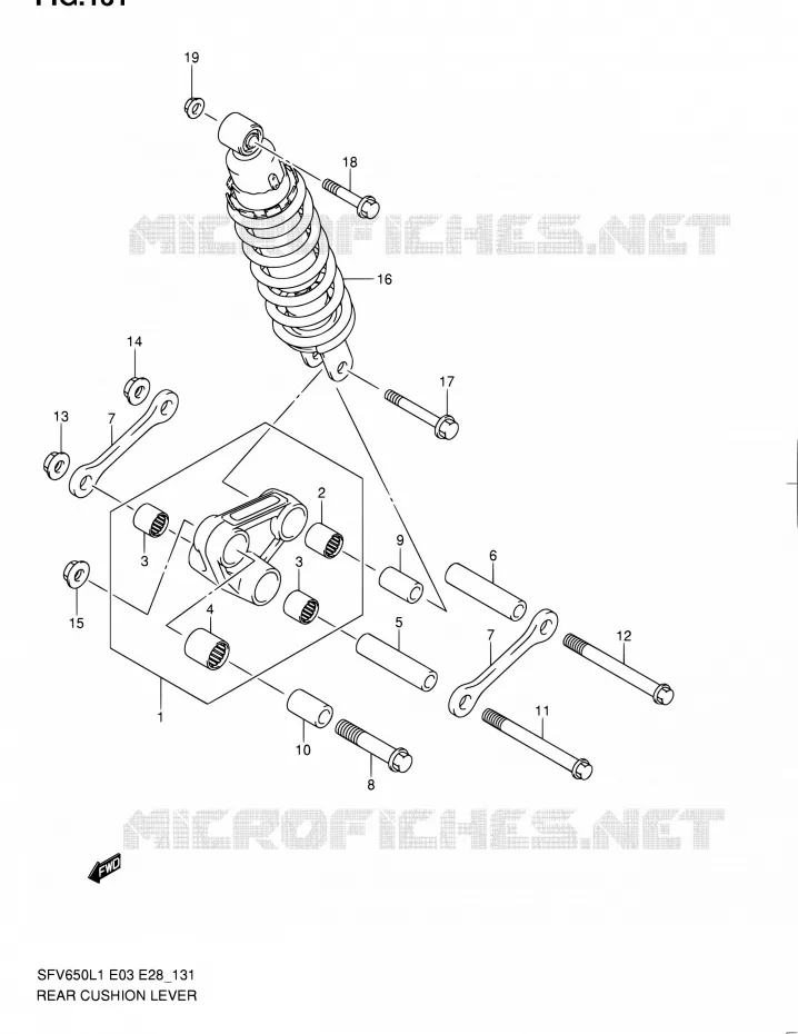 SCHOKBREKER AANEENSCHAKELING (SFV650AL1 E28) Suzuki MOTO 650 GLADIUS 2011  SFV650 L1 (E03,E28,E33)