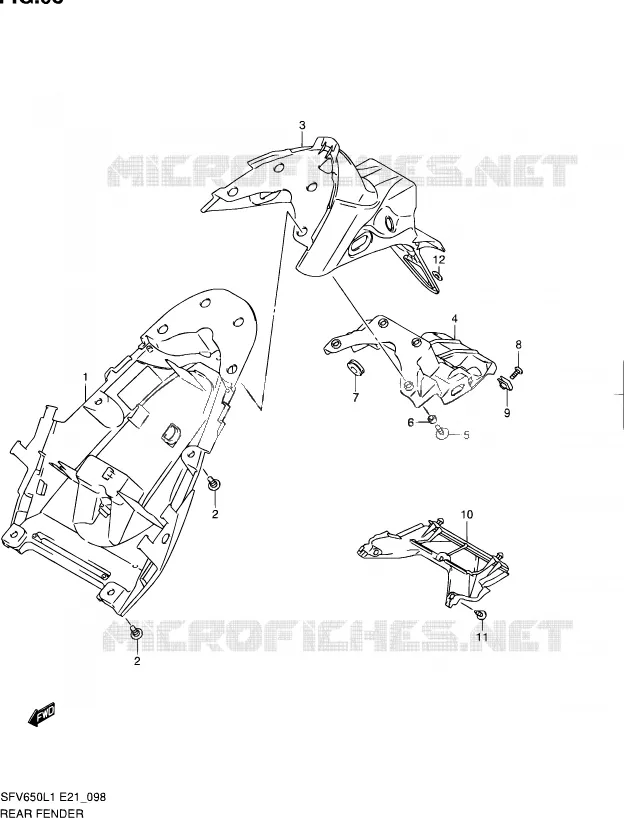 ACHTERSPATBORD (SFV650AL1 E21) Suzuki MOTO 650 GLADIUS 2011  SFV650L1(E24)