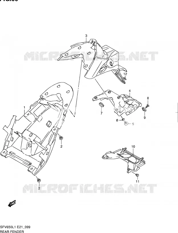 ACHTERSPATBORD (SFV650UL1 E21) Suzuki MOTO 650 GLADIUS 2011  SFV650L1(E24)