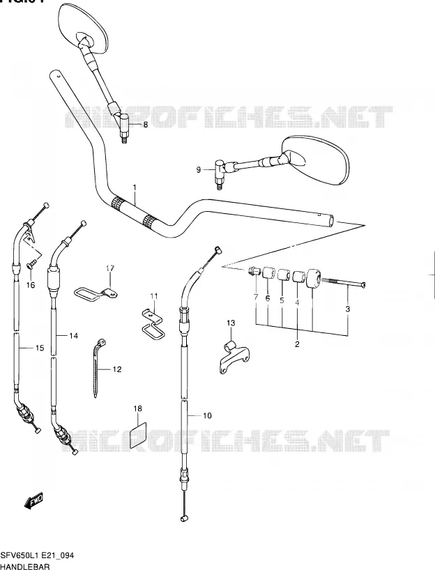 STUUR (SFV650UAL1 E21) Suzuki MOTO 650 GLADIUS 2011  SFV650L1(E24)