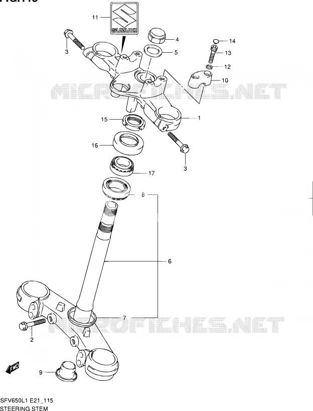 STUURKOLOM Suzuki MOTO 650 GLADIUS 2011  SFV650L1(E24)