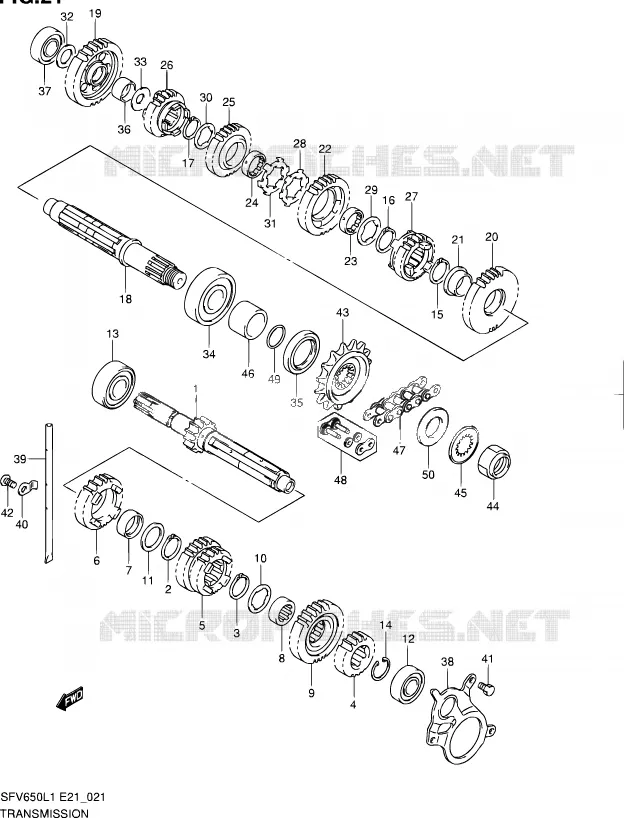 TRANSMISSION Suzuki MOTO 650 GLADIUS 2011  SFV650L1(E24)