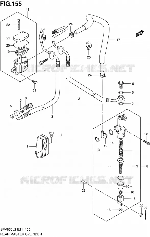 ACHTER HOOFDREMCILINDER (SFV650UAL2 E21) Suzuki MOTO 650 GLADIUS 2012  SFV650L2(E24)
