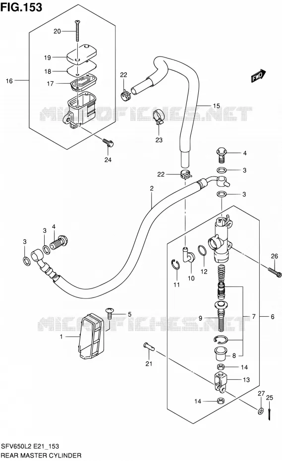 ACHTER HOOFDREMCILINDER (SFV650UL2 E24) Suzuki MOTO 650 GLADIUS 2012  SFV650L2(E24)