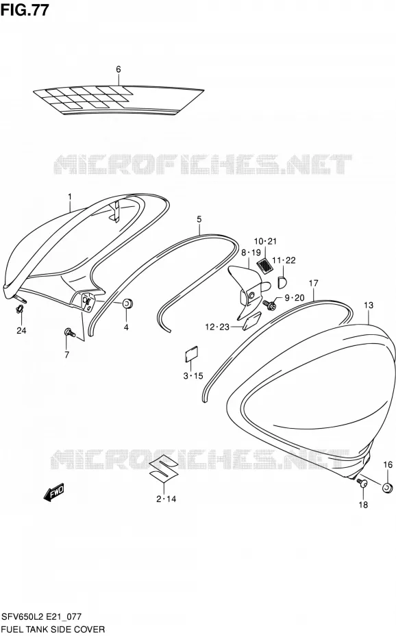 FUEL TANK ZIJKLEP Suzuki MOTO 650 GLADIUS 2012  SFV650L2(E24)