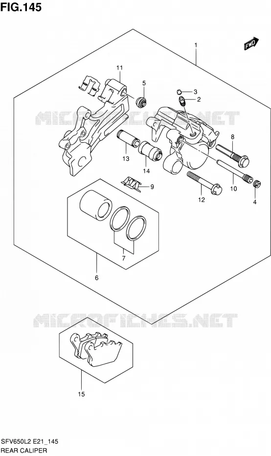 REAR CALIPER (SFV650L2 E24) Suzuki MOTO 650 GLADIUS 2012  SFV650L2(E24)