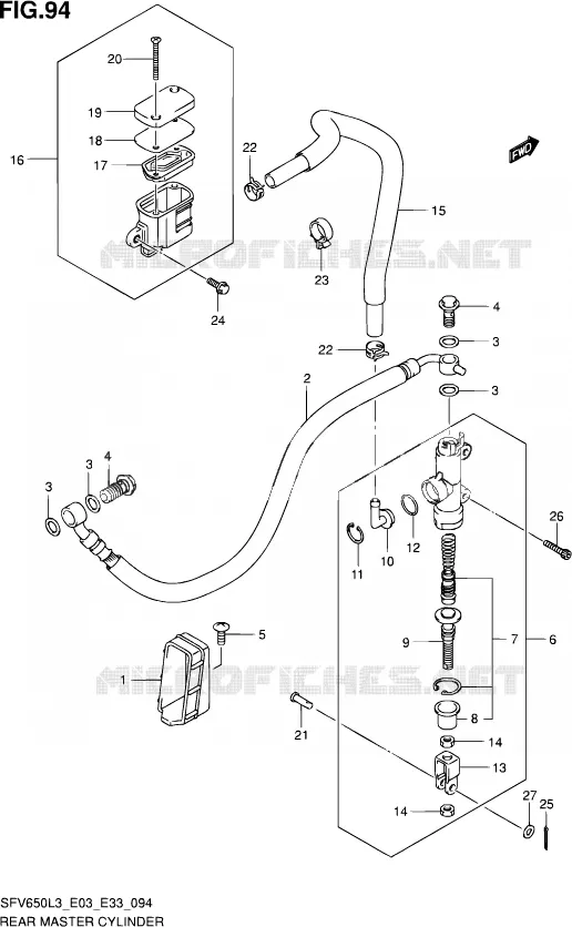 ACHTER HOOFDREMCILINDER (SFV650L3 E03) Suzuki MOTO 650 GLADIUS 2013  SFV650 L3 (E03,E28,E33)