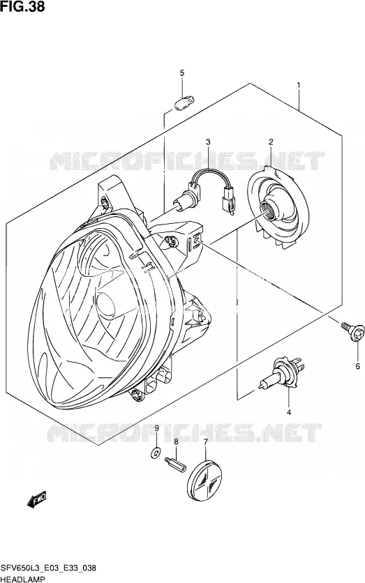 KOPLAMP Suzuki MOTO 650 GLADIUS 2013  SFV650 L3 (E03,E28,E33)